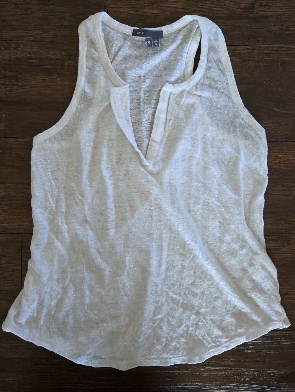 Vince White Linen Tank Top XS